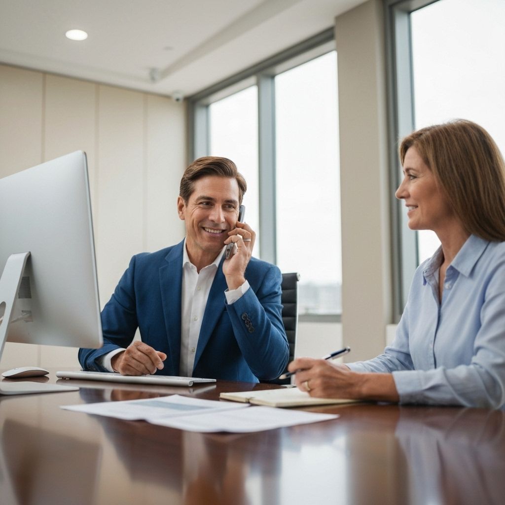 Insurance professional helping clients